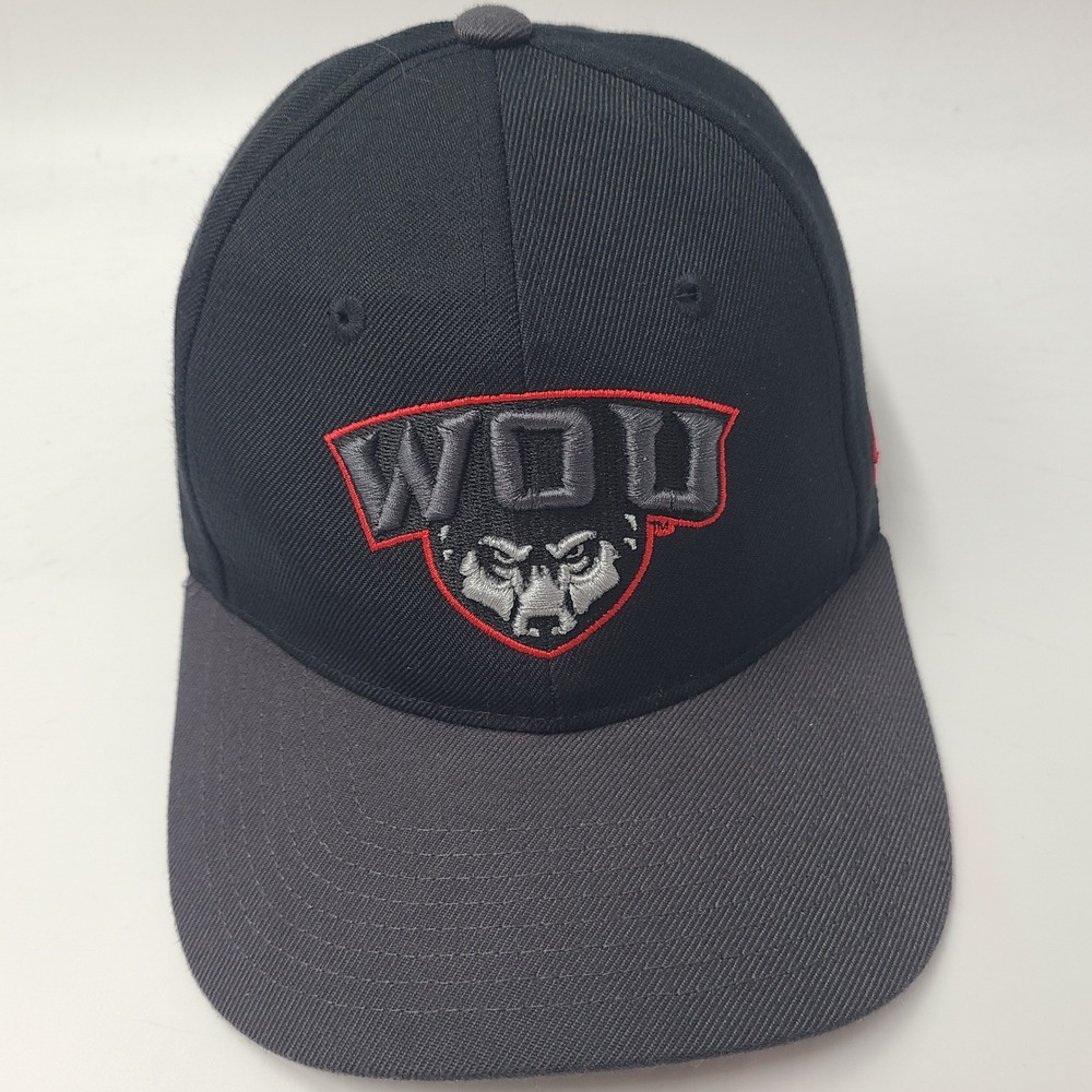 Western Oregon Wolves Hat Fitted‎ 7 Zephyr Black Gray NCAA University WOU Men